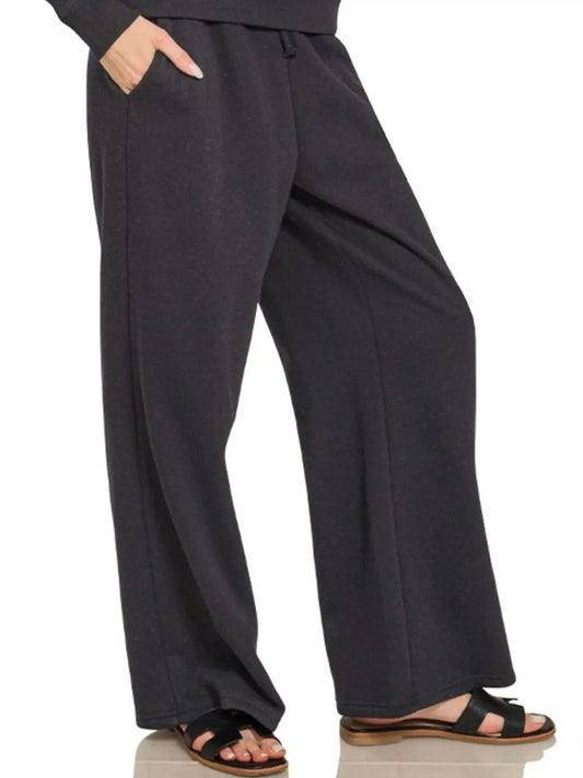 Zenana Fleece Long Sleeve Top and Sweatpants Set - Trendibles