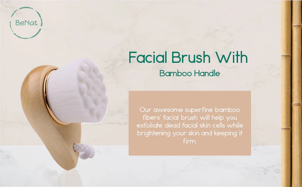 Facial Brush with Bamboo Handle - Trendibles