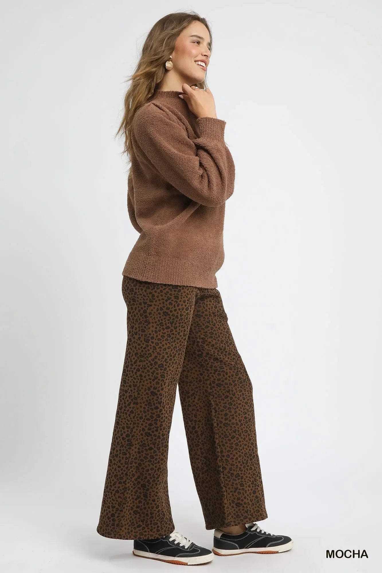 Umgee Textured Long Sleeve Sweater with Ribbed Trim - Trendibles