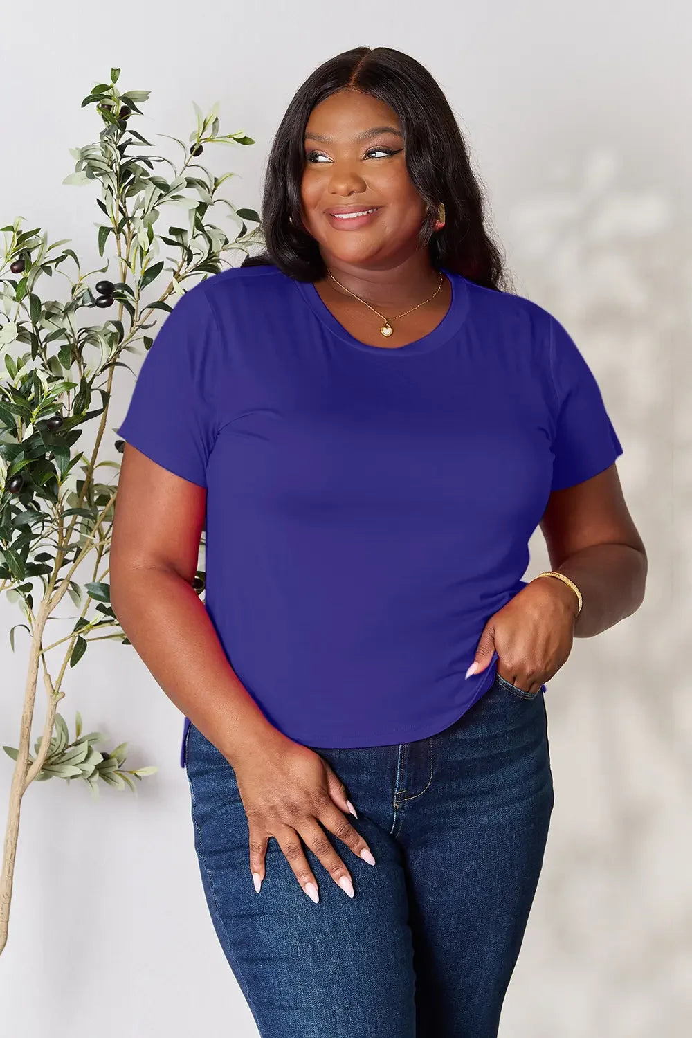 Basic Bae Full Size Round Neck Short Sleeve T-Shirt Plus Size - Trendibles