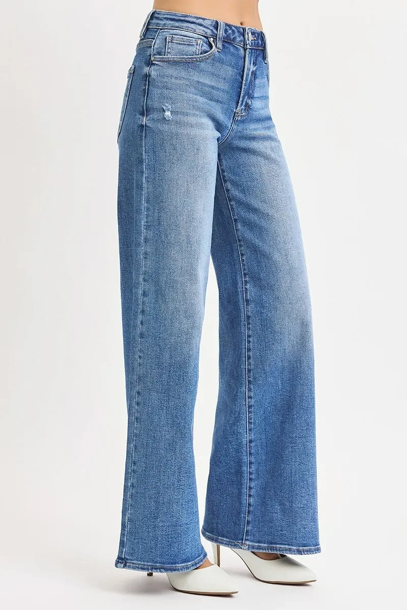 RISEN Full Size High Rise Wide Leg Jeans Plus Size - Trendibles
