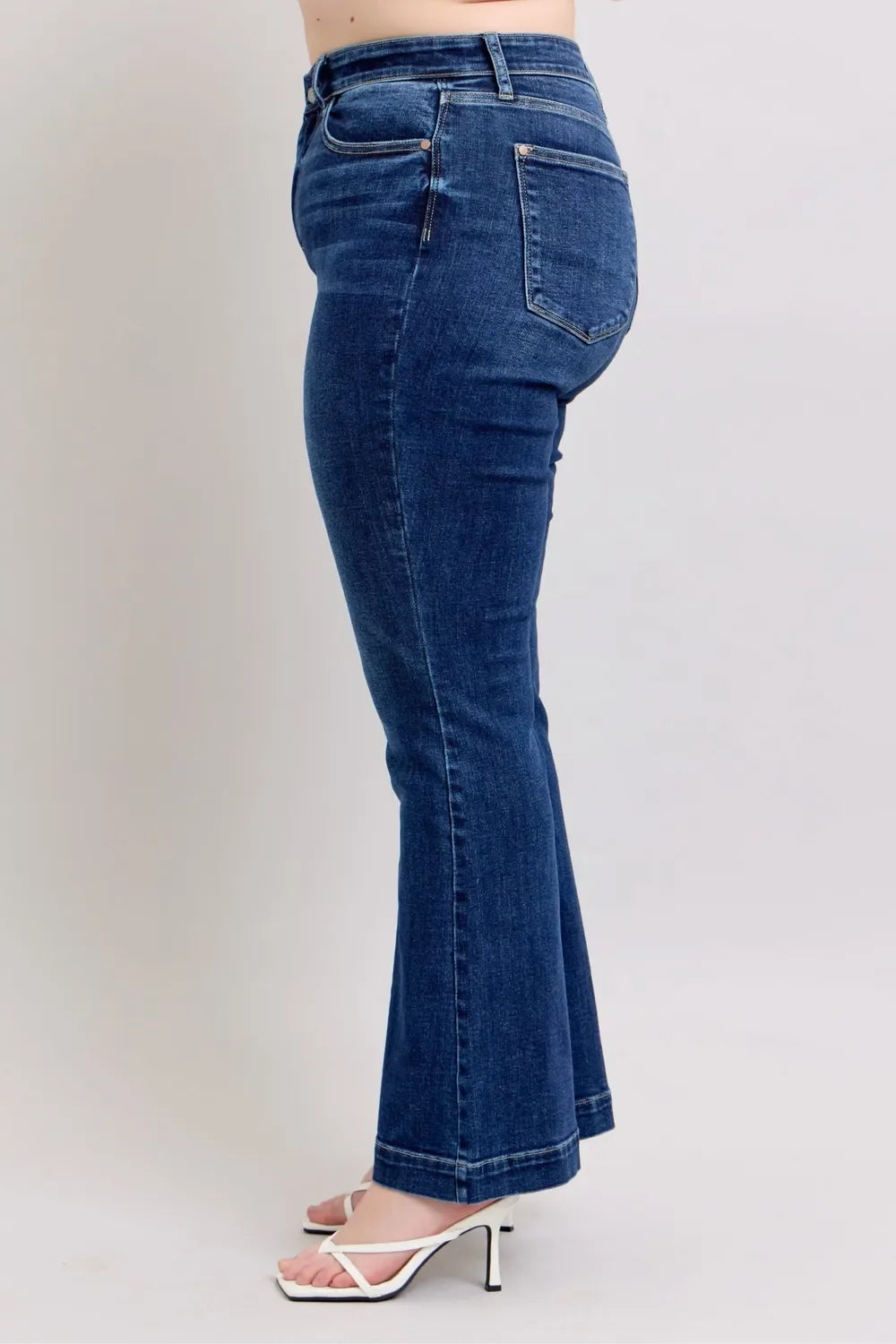 Judy Blue Full Size High Rise Flare Jeans with Pockets Plus Size - Trendibles