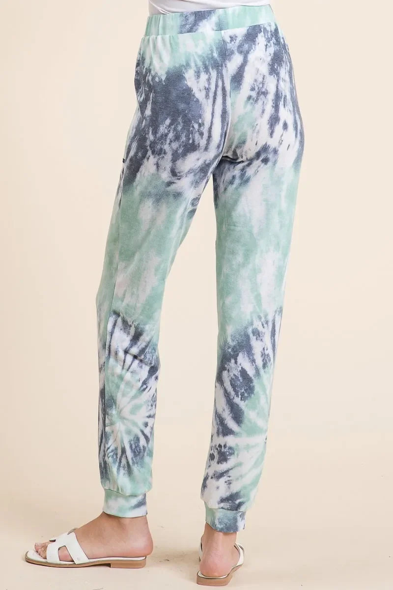 BiBi Tie Dye French Terry Casual Sweat Pants - Trendibles