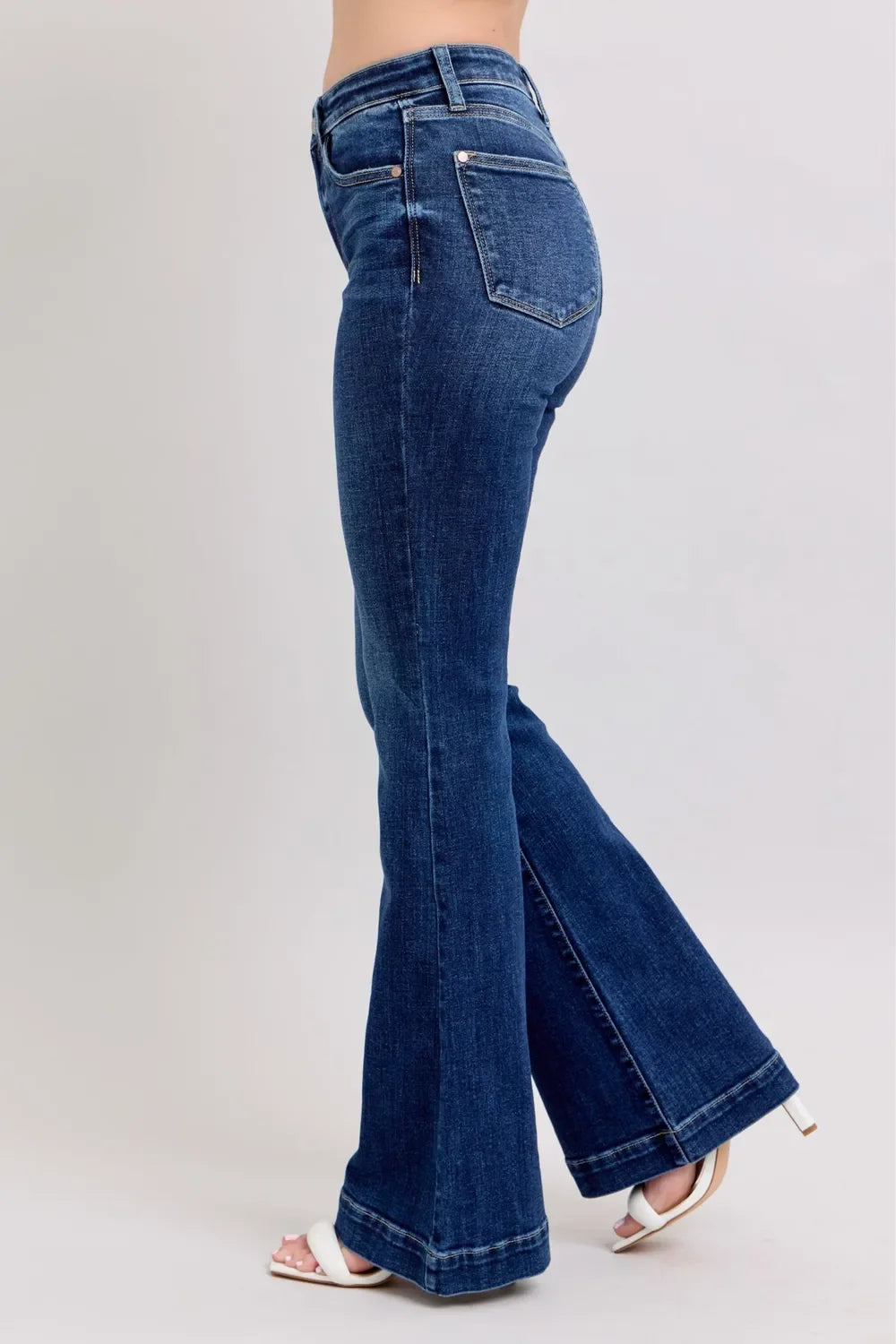 Judy Blue Full Size High Rise Flare Jeans with Pockets Plus Size - Trendibles