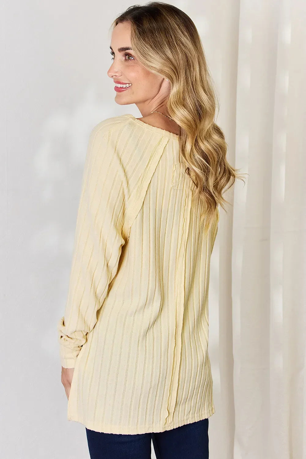 Basic Bae Full Size Ribbed Round Neck Slit T-Shirt - Trendibles