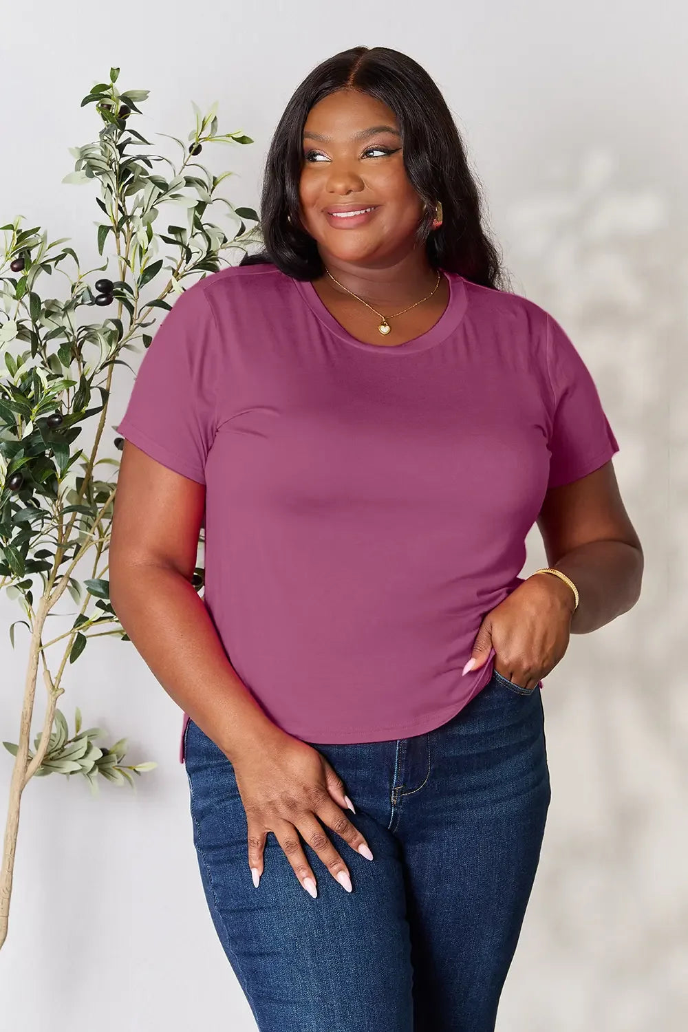 Basic Bae Full Size Round Neck Short Sleeve T-Shirt Plus Size - Trendibles