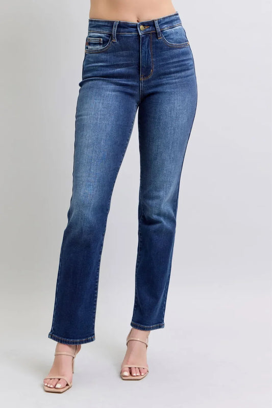 Judy Blue Full Size Washed Straight Leg Jeans with Pockets - Trendibles