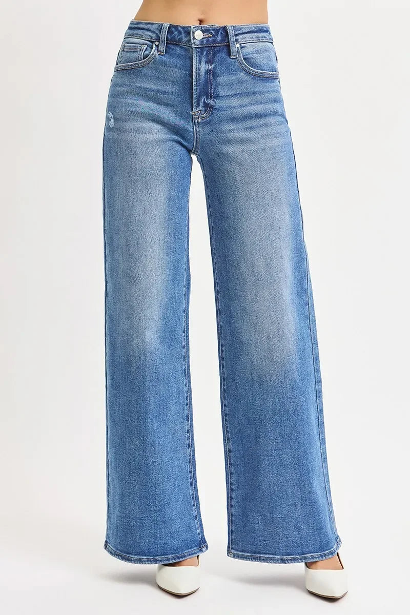 RISEN Full Size High Rise Wide Leg Jeans Plus Size - Trendibles