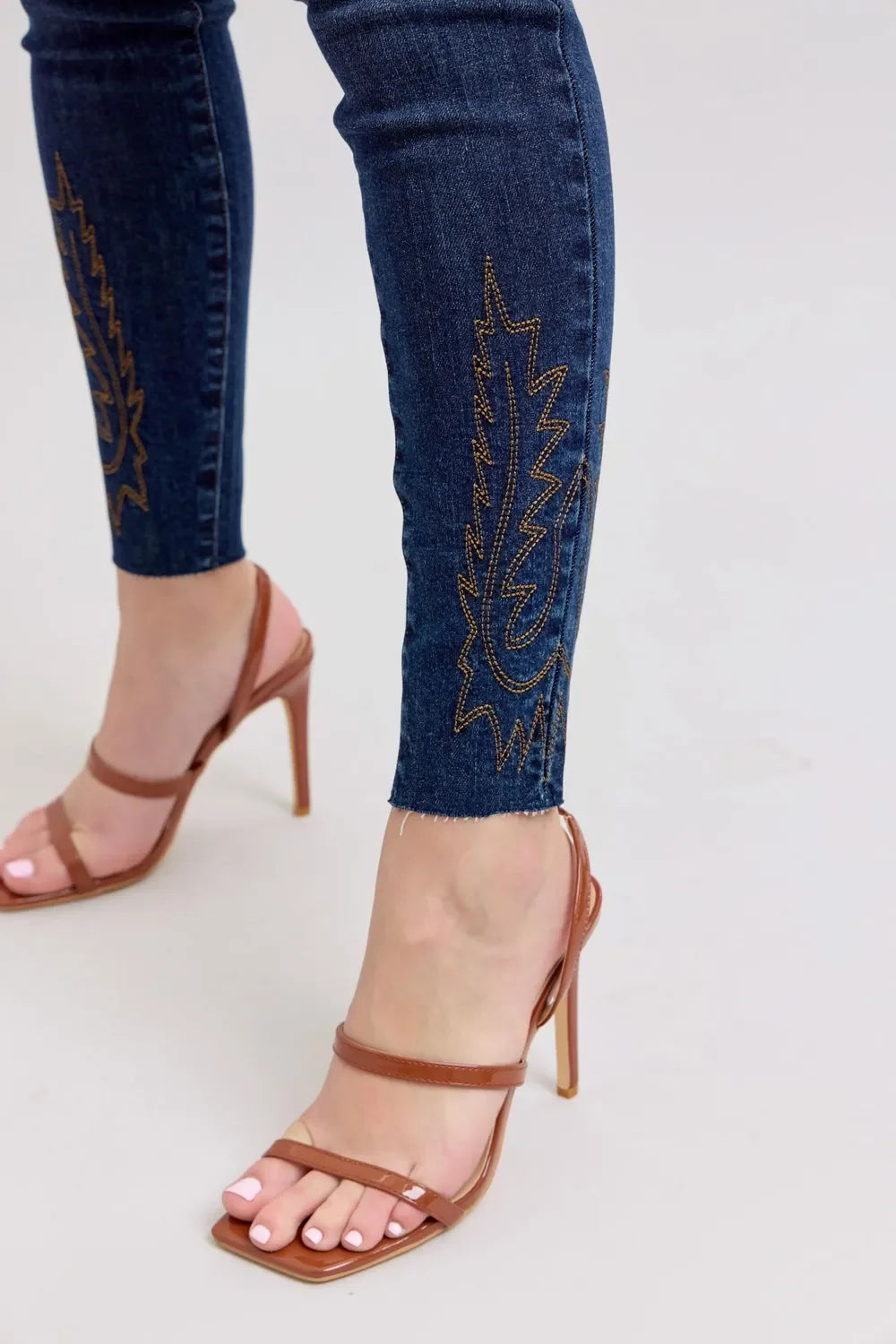 Judy Blue Full Size Embroidered High Rise Skinny Jeans Plus Size - Trendibles
