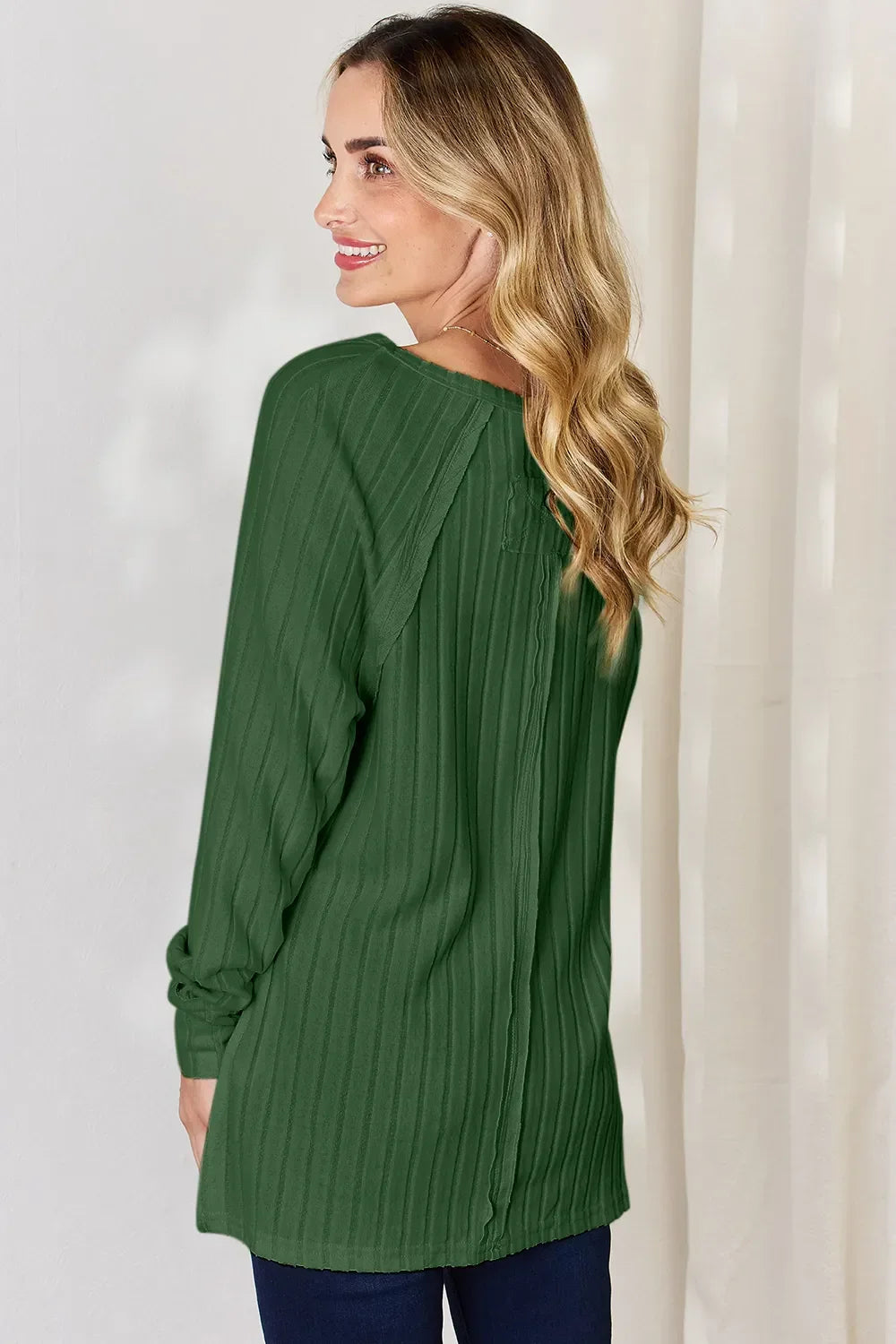 Basic Bae Full Size Ribbed Round Neck Slit T-Shirt - Trendibles