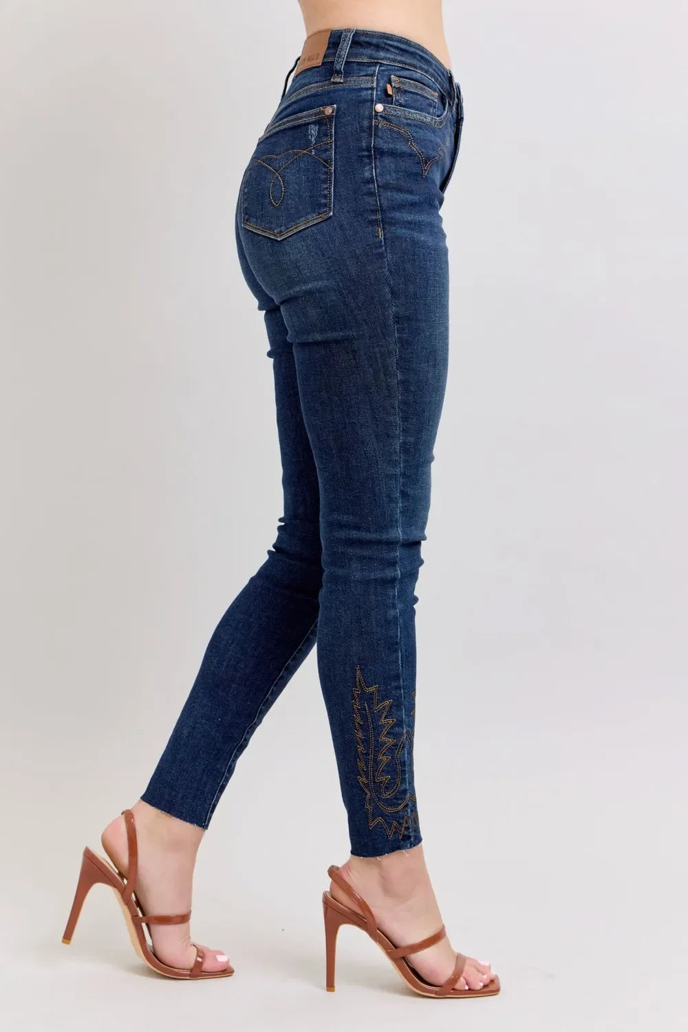 Judy Blue Full Size Embroidered High Rise Skinny Jeans Plus Size - Trendibles