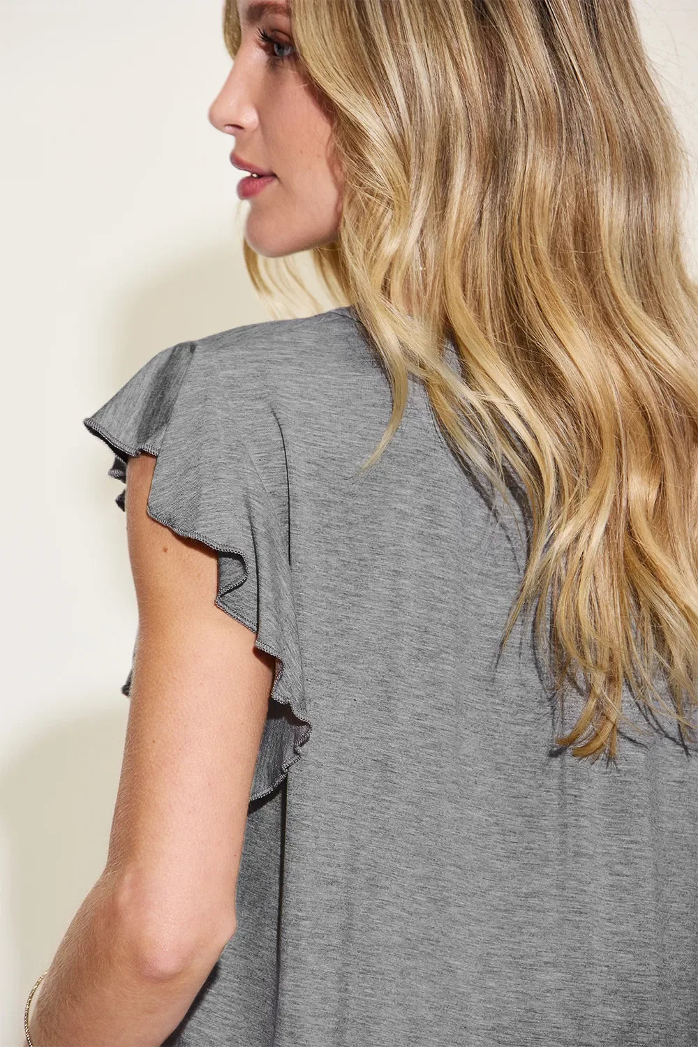 Basic Bae Full Size Bamboo Notched Ruffled Short Sleeve T-Shirt - Trendibles