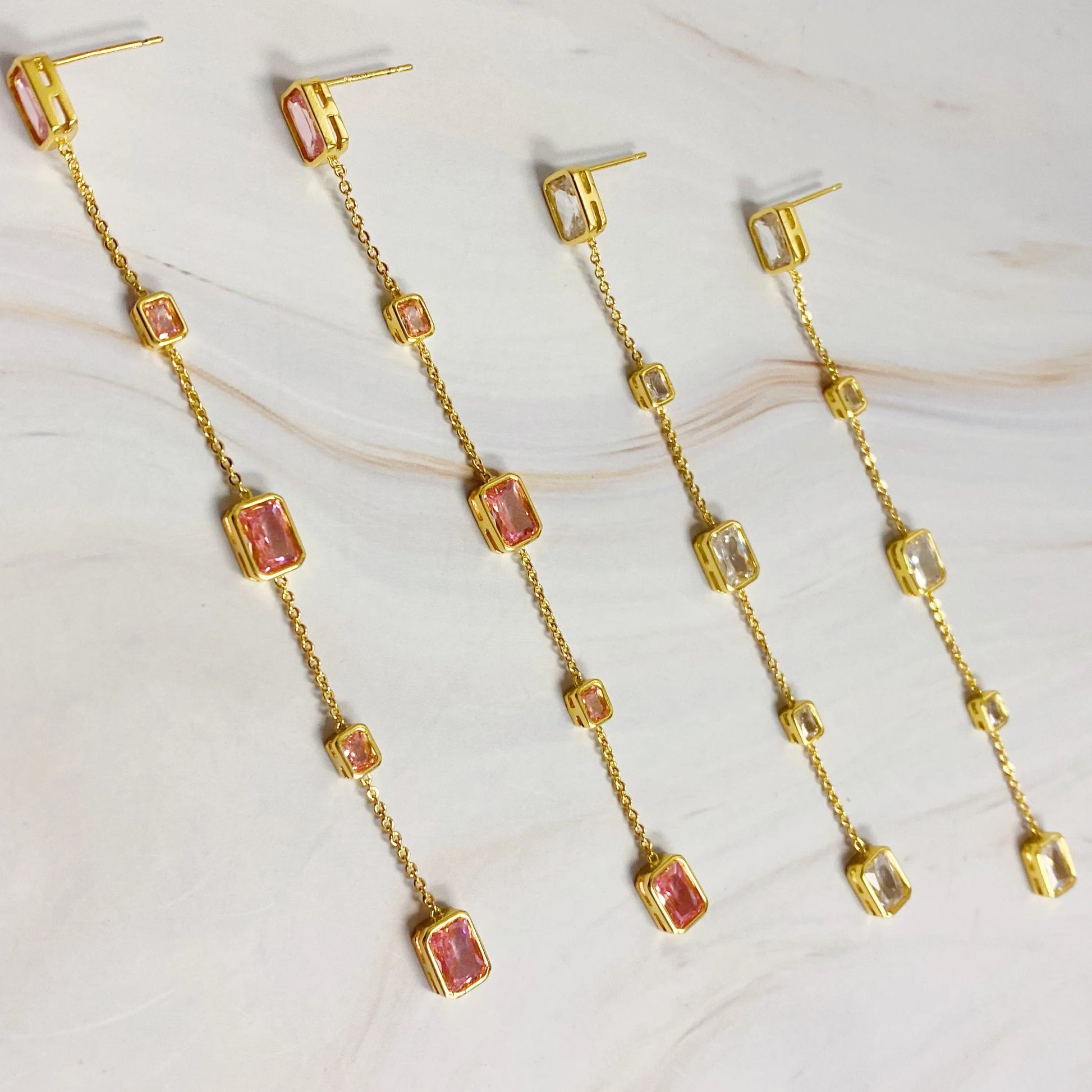 Five Stone Dangle Earrings - Trendibles