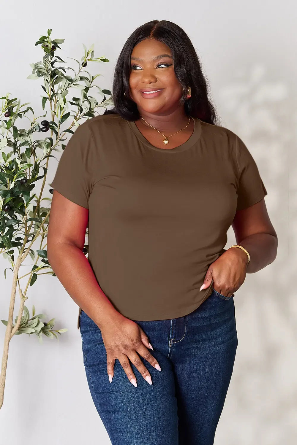Basic Bae Full Size Round Neck Short Sleeve T-Shirt Plus Size - Trendibles