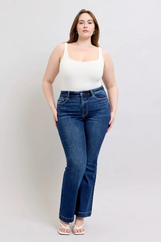 Judy Blue Full Size High Rise Flare Jeans with Pockets Plus Size - Trendibles