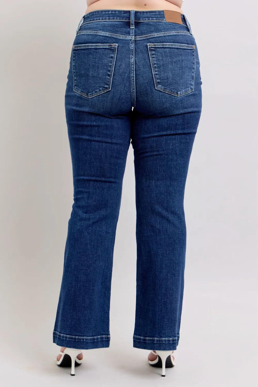 Judy Blue Full Size High Rise Flare Jeans with Pockets Plus Size - Trendibles
