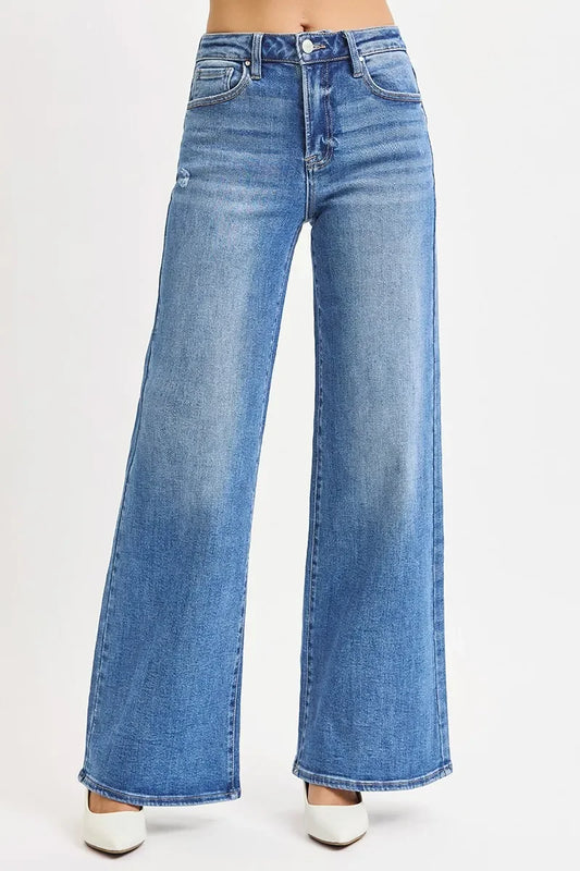 RISEN Full Size High Rise Wide Leg Jeans Plus Size - Trendibles
