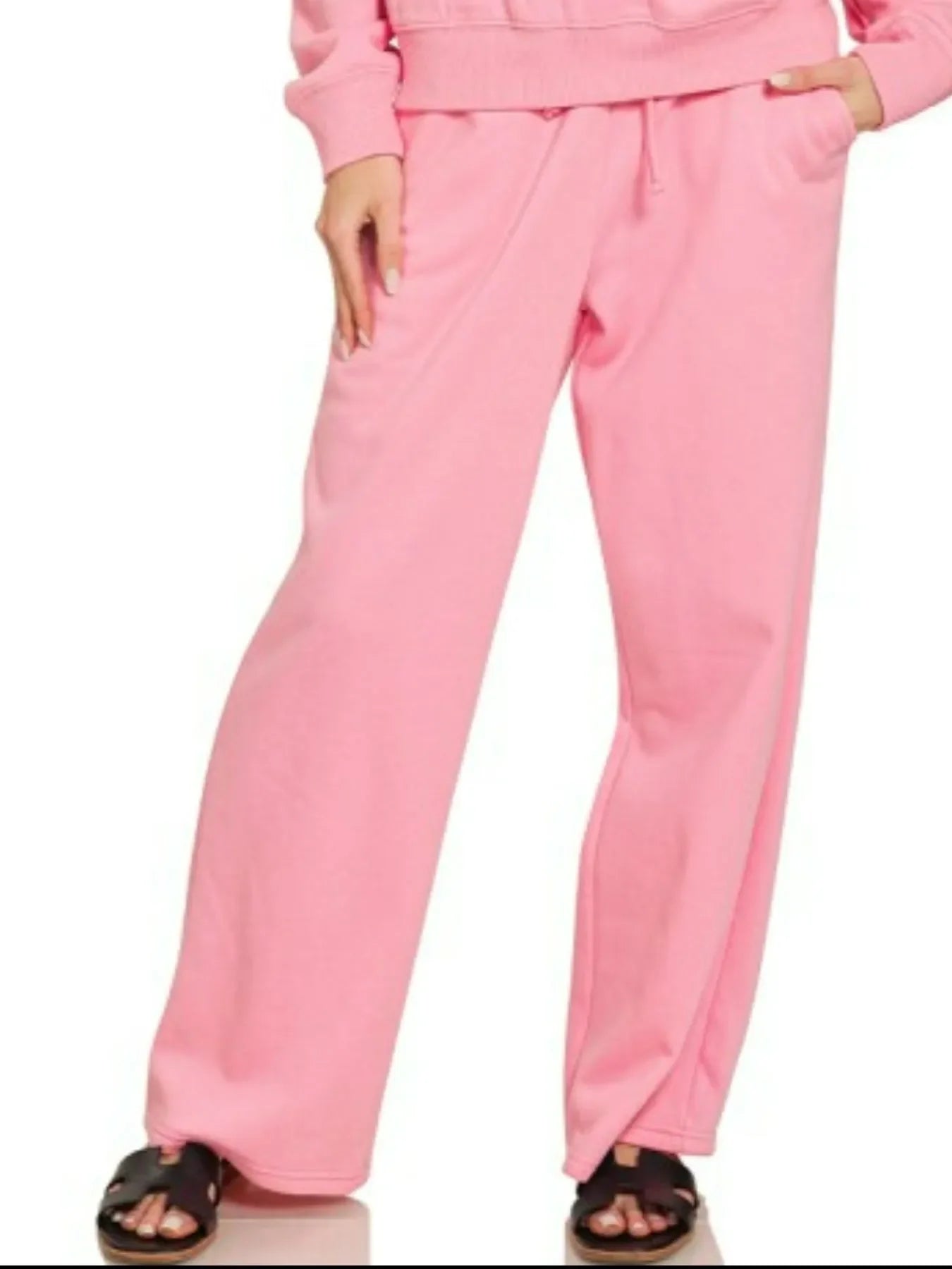 Zenana Fleece Long Sleeve Top and Sweatpants Set - Trendibles