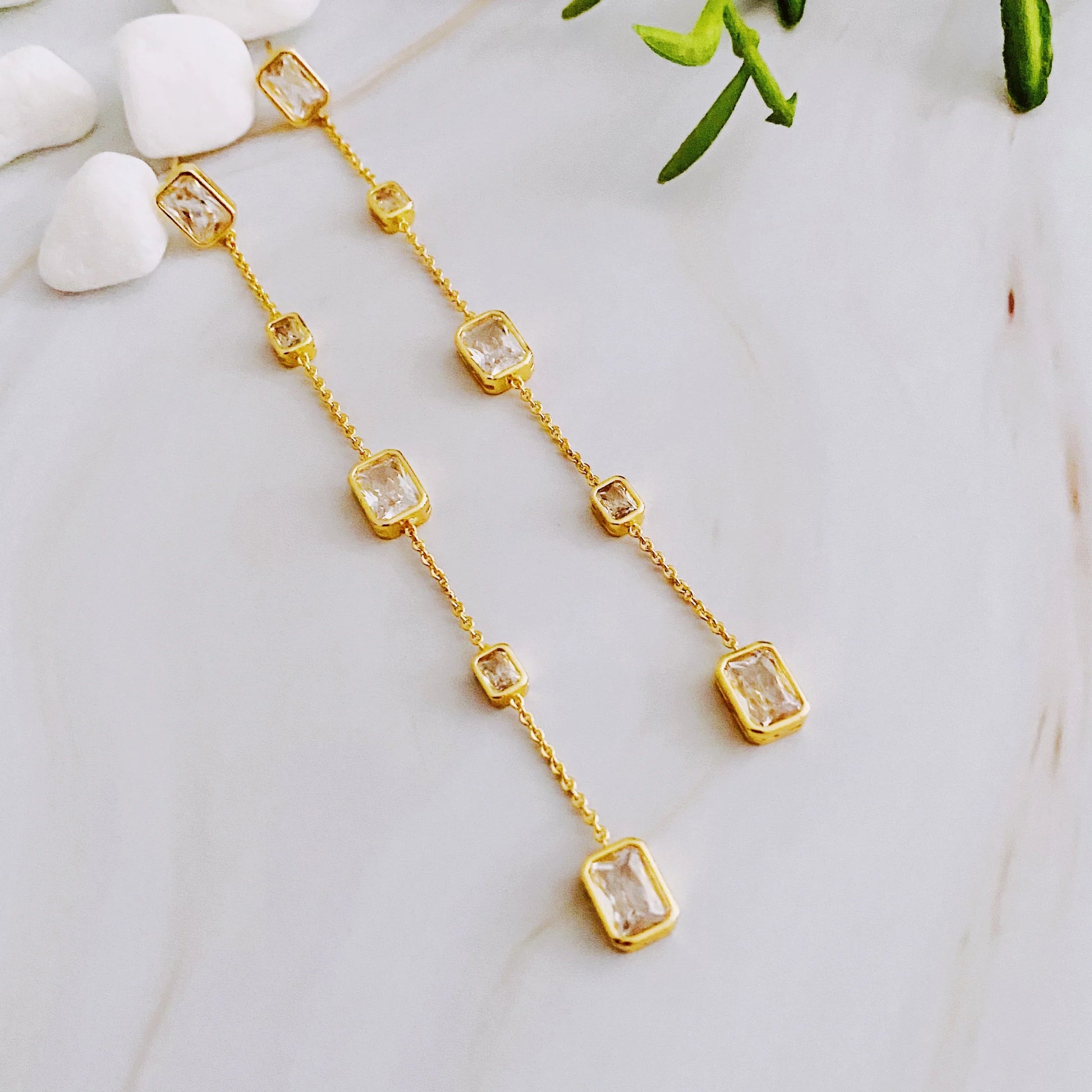 Five Stone Dangle Earrings - Trendibles