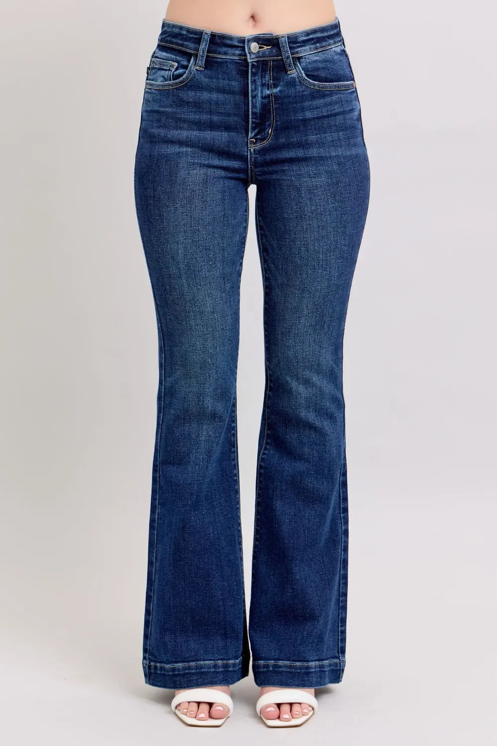 Judy Blue Full Size High Rise Flare Jeans with Pockets Plus Size - Trendibles