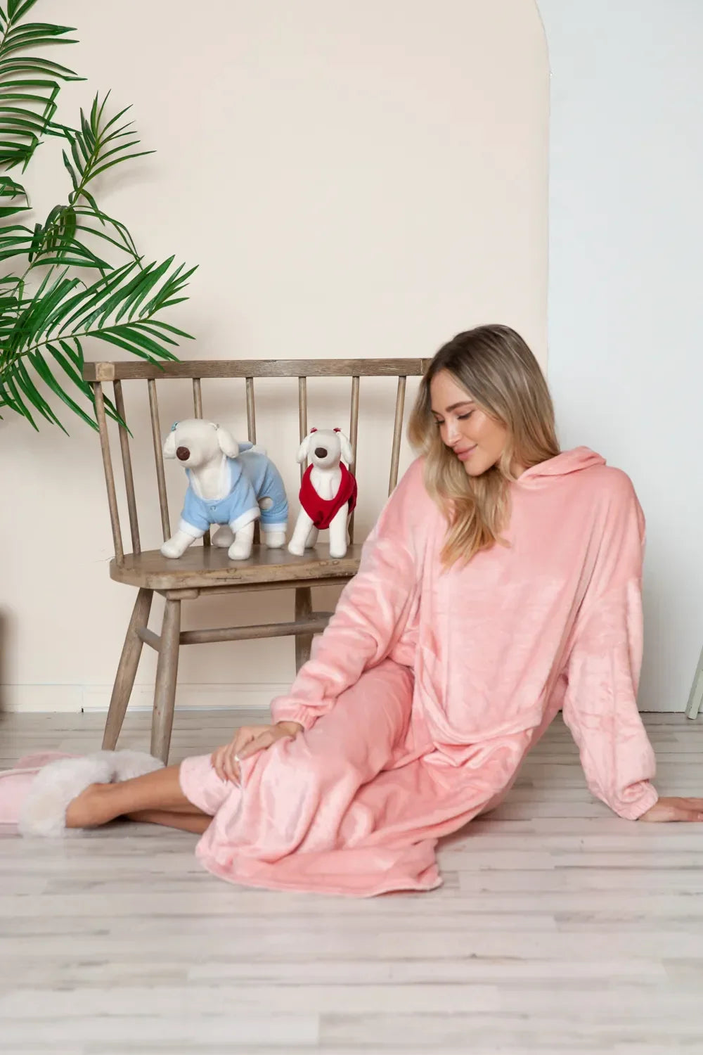 Double Take Full Size Pocketed Hooded Midi Lounge Dress - Trendibles