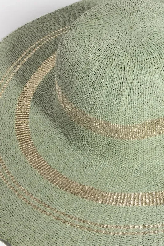 Fame Metallic Accent Trim Floppy Sun Hat - Trendibles