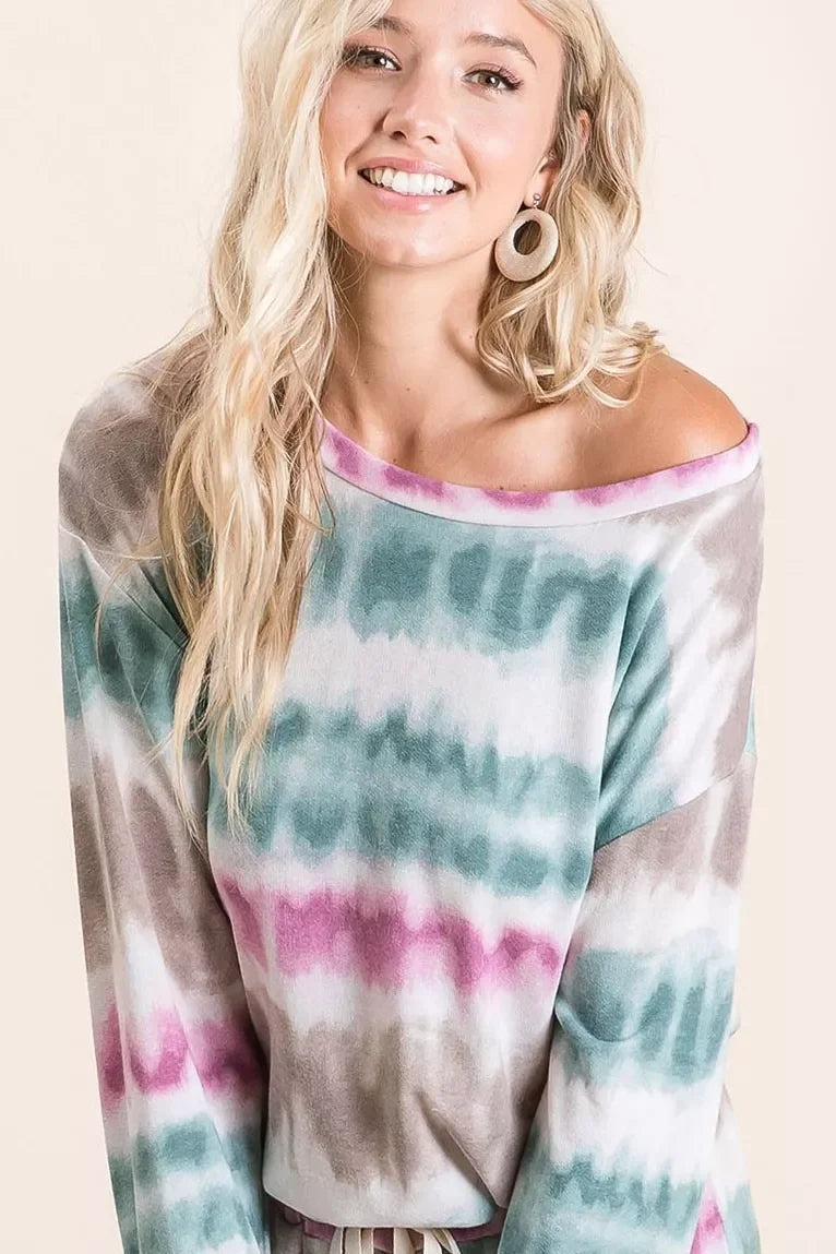 BiBi Tie Dye Print Terry Sweatshirt - Trendibles