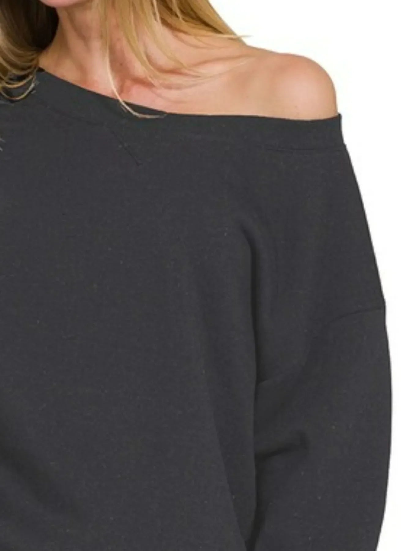 Zenana Fleece Boat Neck Sweatshirt and Shorts Set - Trendibles