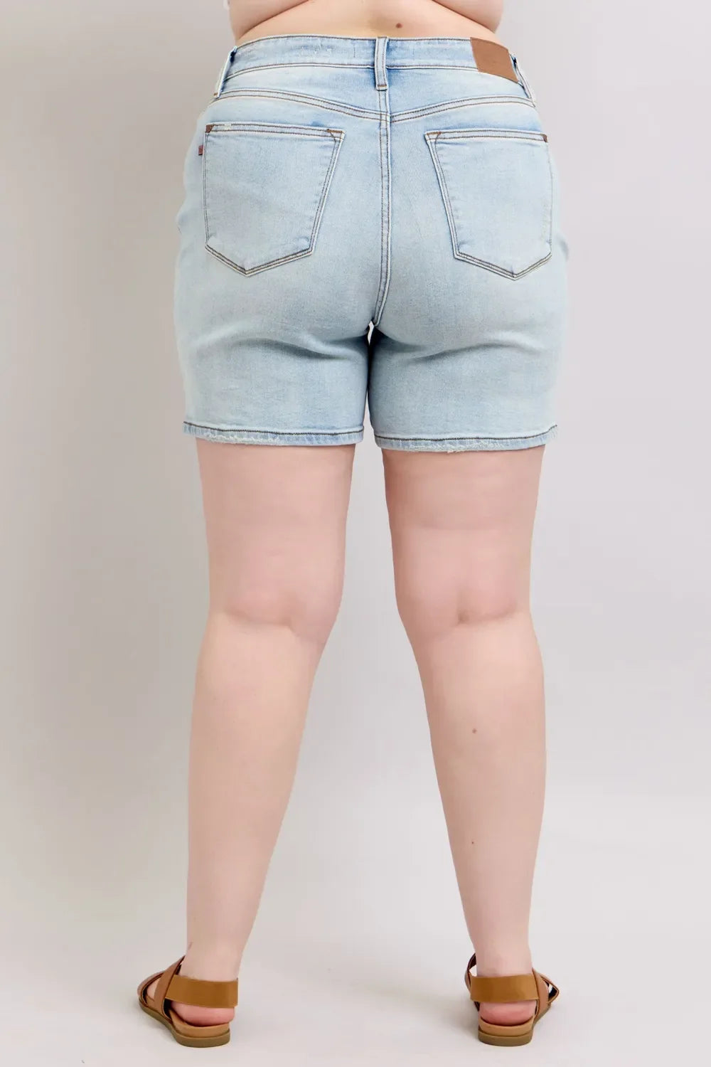 Judy Blue Full Size 2 Button Denim Shorts with Pockets Plus Size - Trendibles