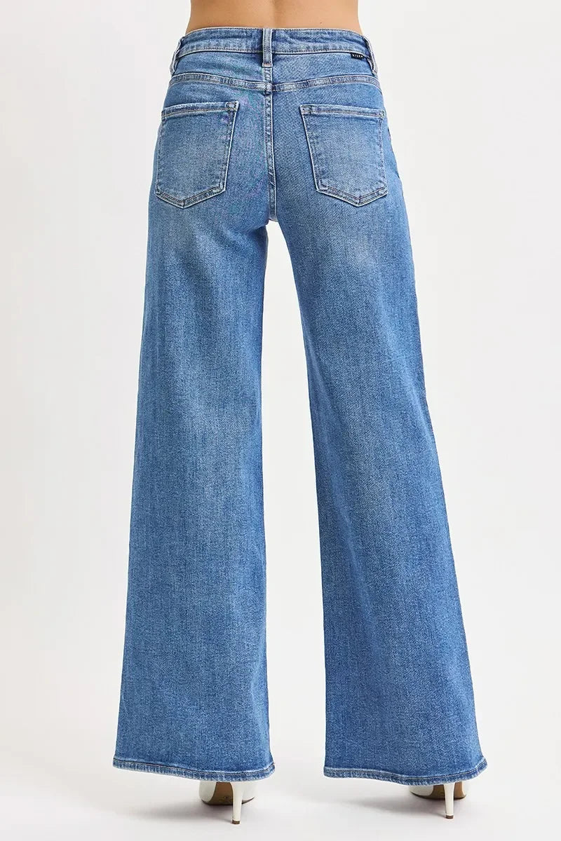 RISEN Full Size High Rise Wide Leg Jeans Plus Size - Trendibles