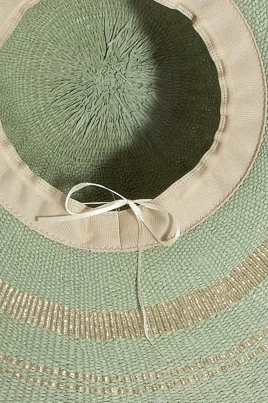 Fame Metallic Accent Trim Floppy Sun Hat - Trendibles