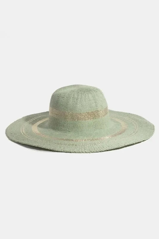 Fame Metallic Accent Trim Floppy Sun Hat - Trendibles