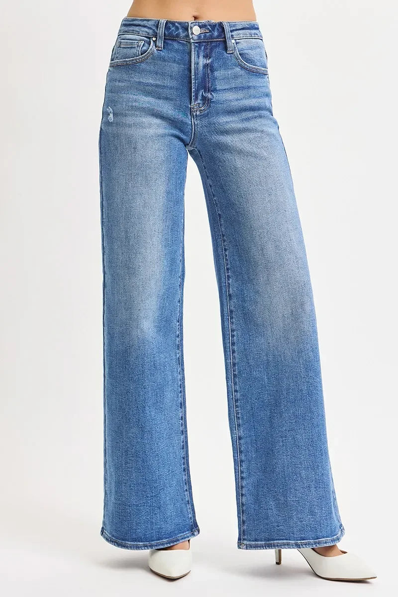 RISEN Full Size High Rise Wide Leg Jeans Plus Size - Trendibles