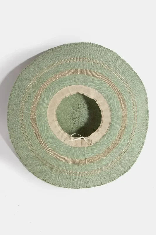 Fame Metallic Accent Trim Floppy Sun Hat - Trendibles