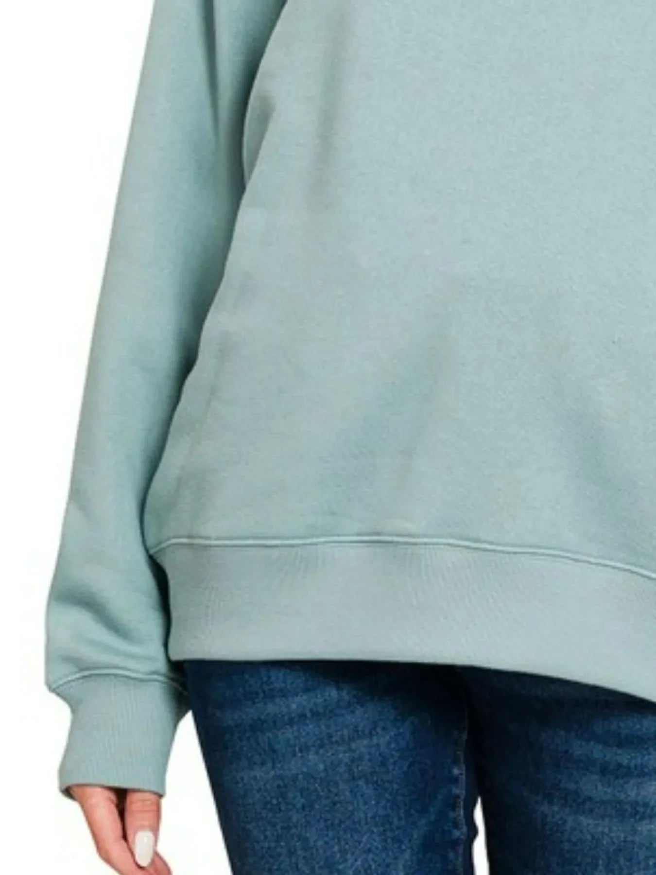 Zenana Fleece Round Neck Sweatshirts - Trendibles