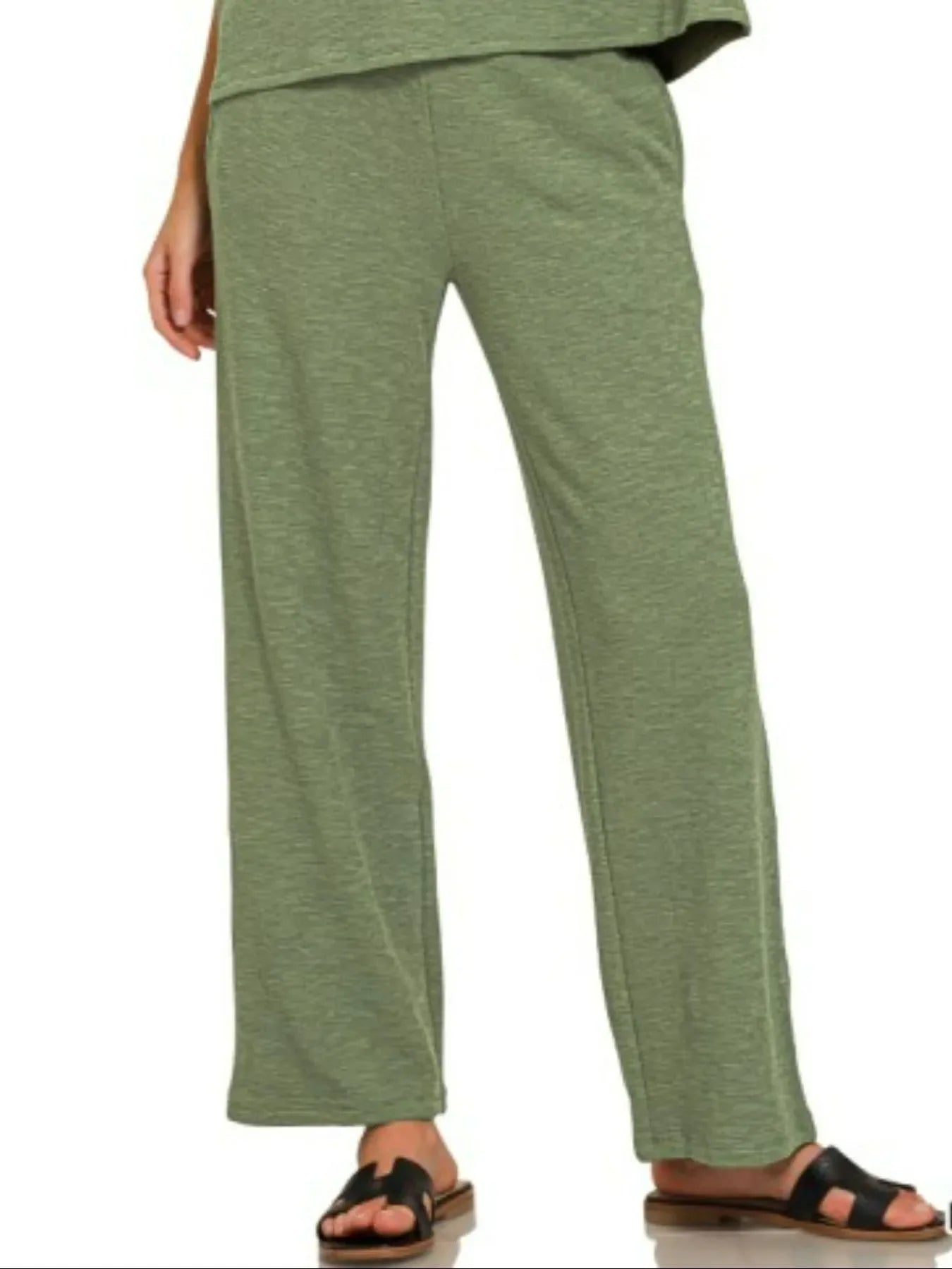 Zenana Slub Short Sleeve T-Shirt and Pants Set - Trendibles