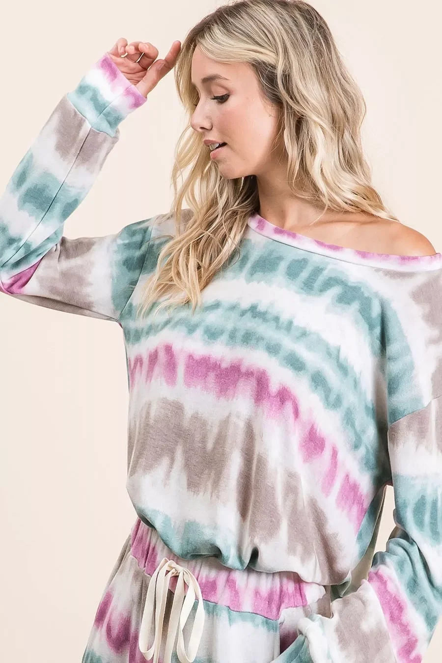 BiBi Tie Dye Print Terry Sweatshirt - Trendibles