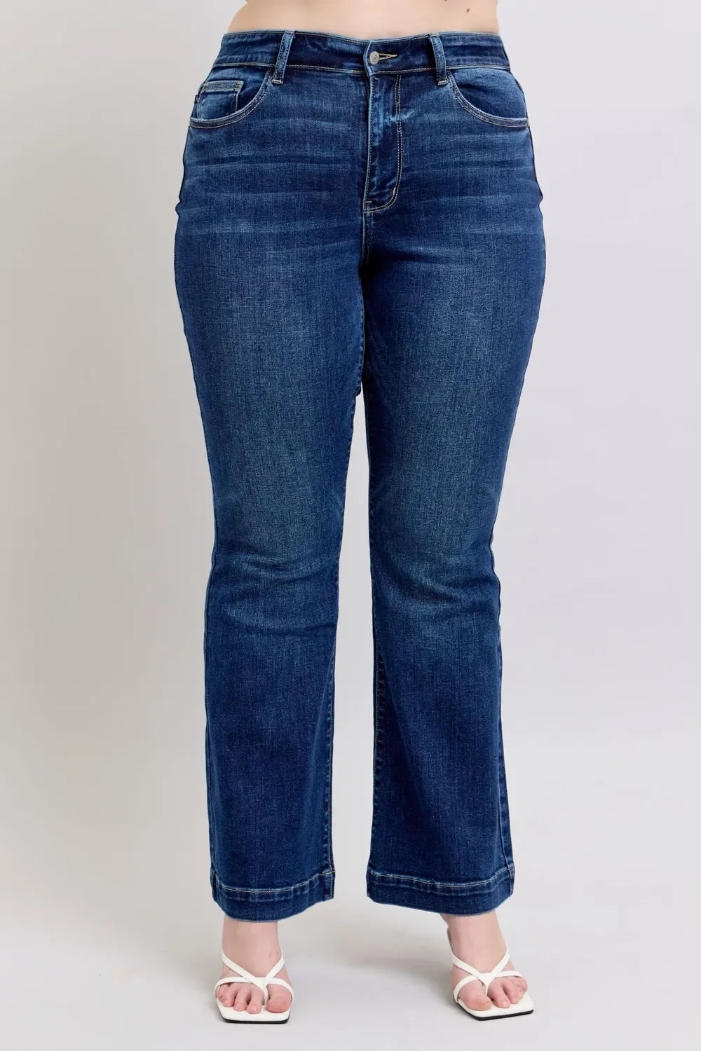 Judy Blue Full Size High Rise Flare Jeans with Pockets Plus Size - Trendibles