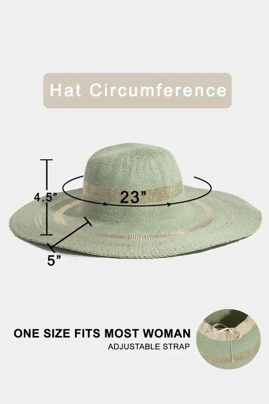 Fame Metallic Accent Trim Floppy Sun Hat - Trendibles
