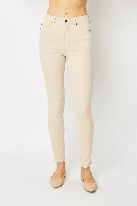Judy Blue Full Size Garment Dyed Tummy Control Skinny Jeans - Trendibles