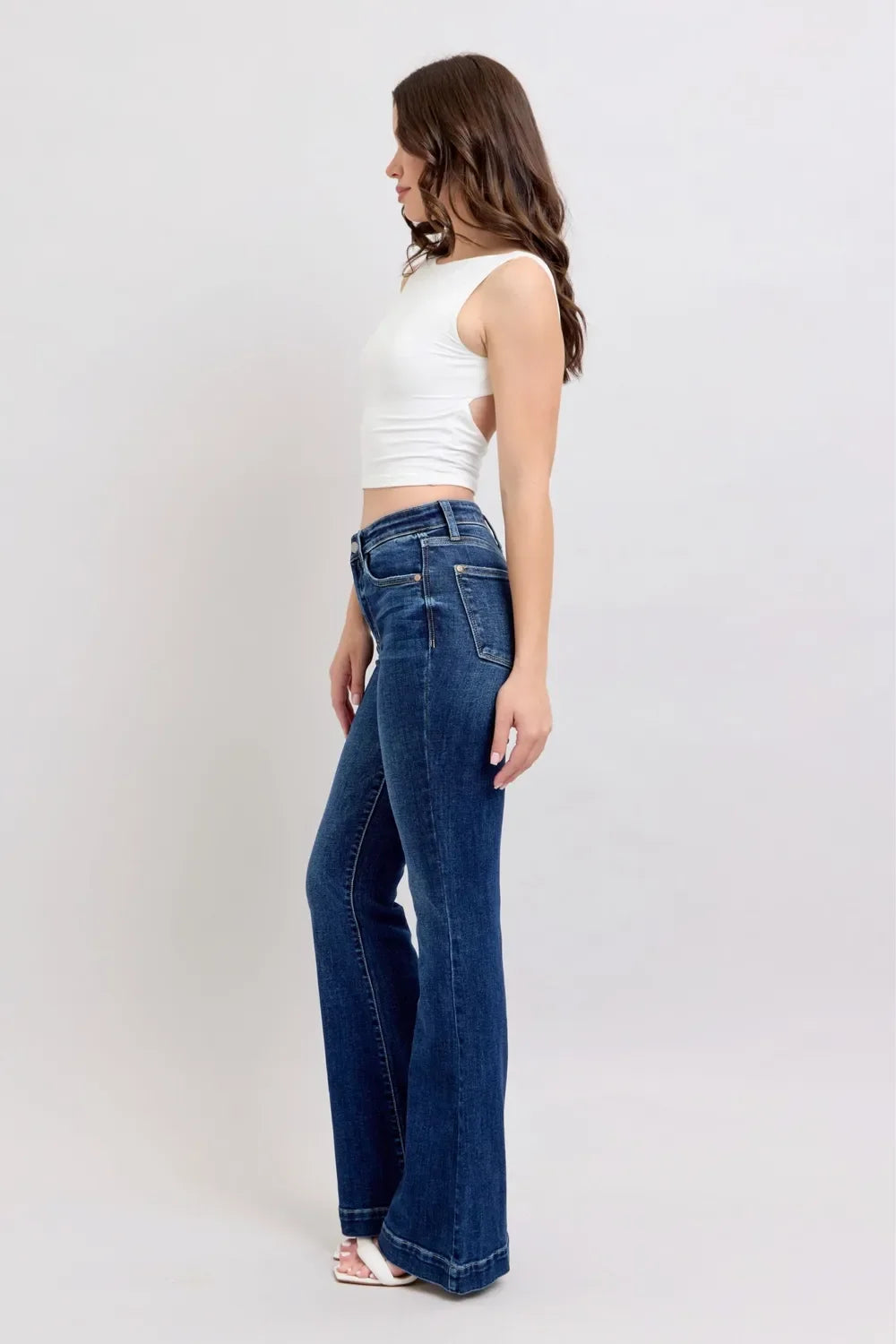 Judy Blue Full Size High Rise Flare Jeans with Pockets Plus Size - Trendibles