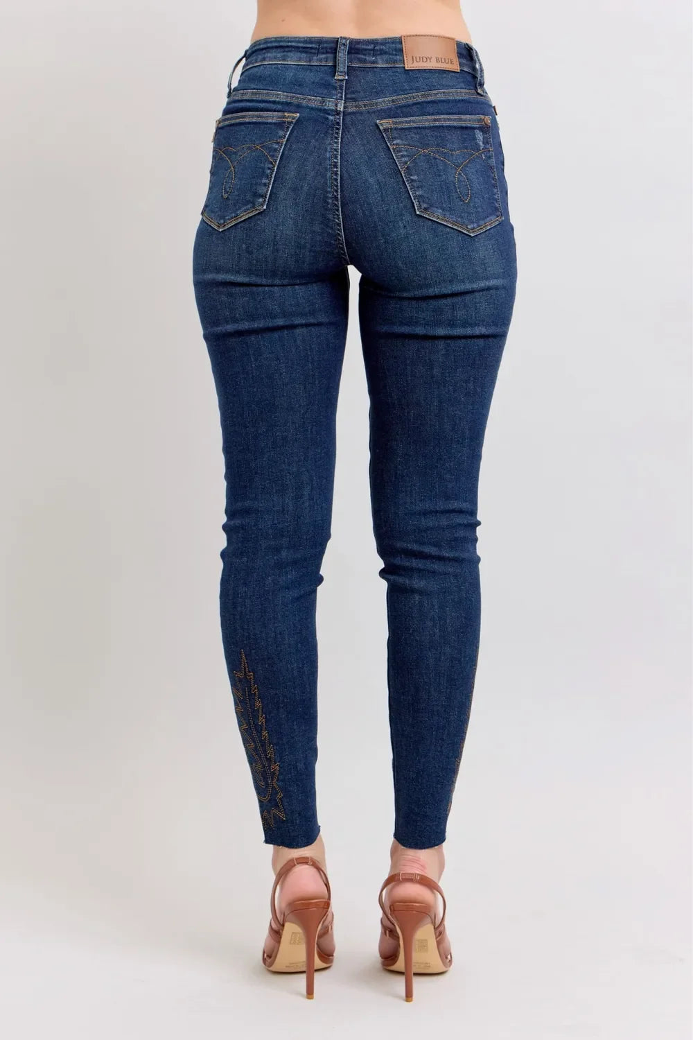 Judy Blue Full Size Embroidered High Rise Skinny Jeans Plus Size - Trendibles
