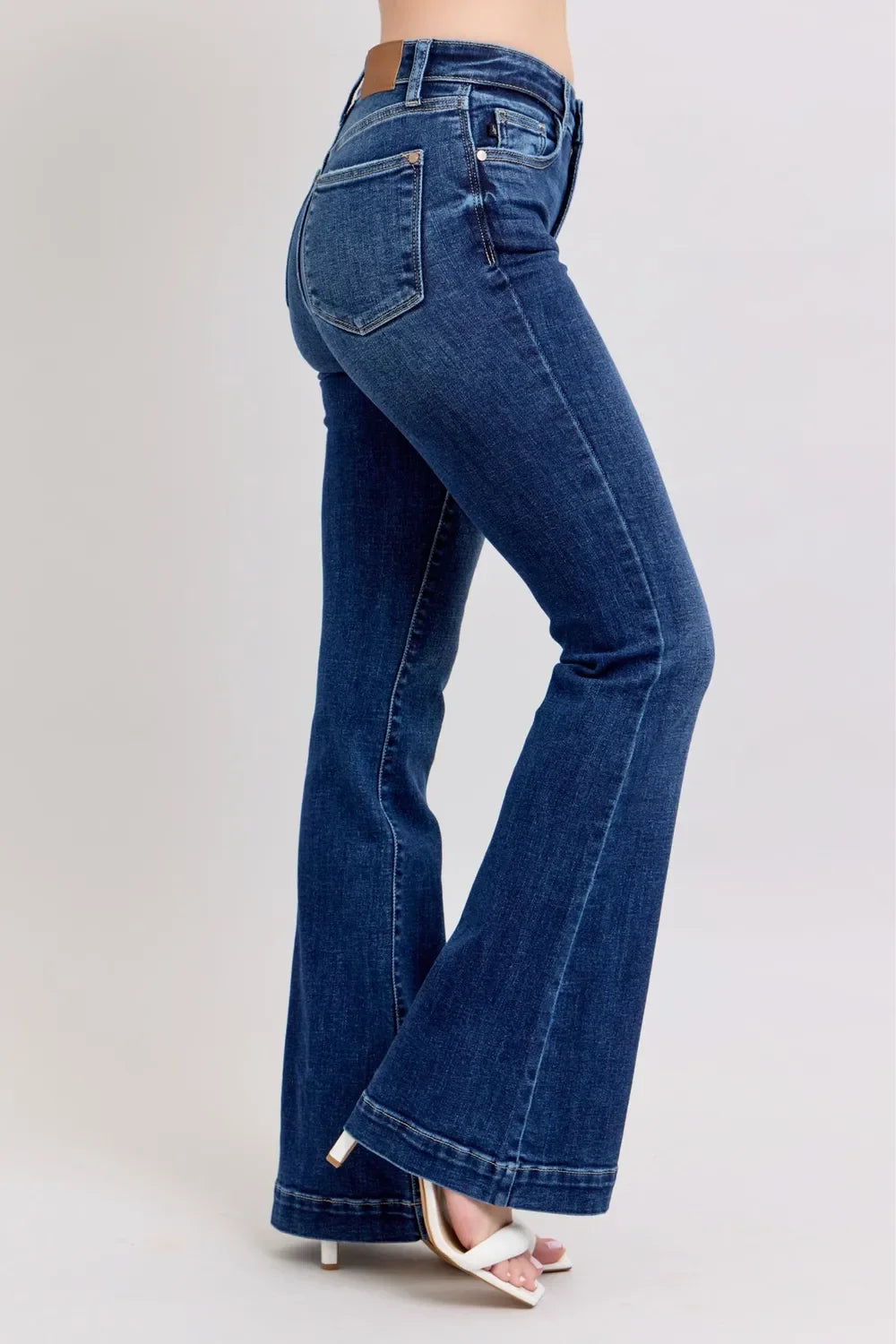 Judy Blue Full Size High Rise Flare Jeans with Pockets Plus Size - Trendibles