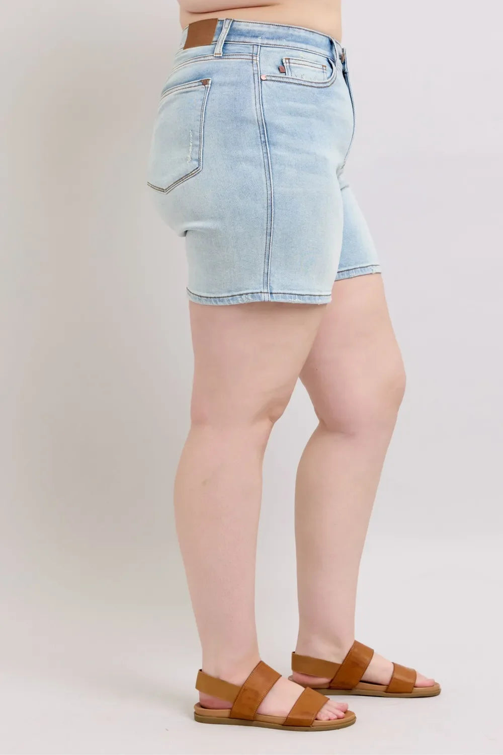 Judy Blue Full Size 2 Button Denim Shorts with Pockets Plus Size - Trendibles