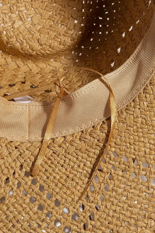 Fame Mixed Beaded Strap Western Fedora Straw Hat - Trendibles