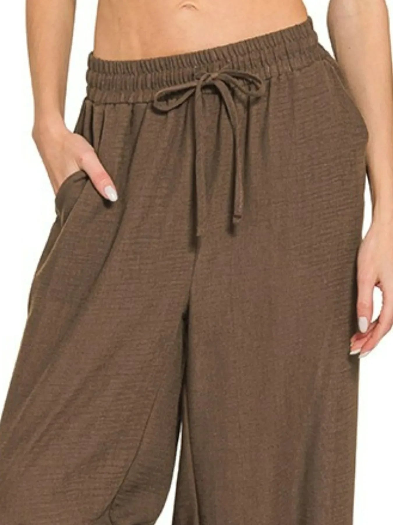 Zenana Woven Crepe Elastic Band Pants - Trendibles