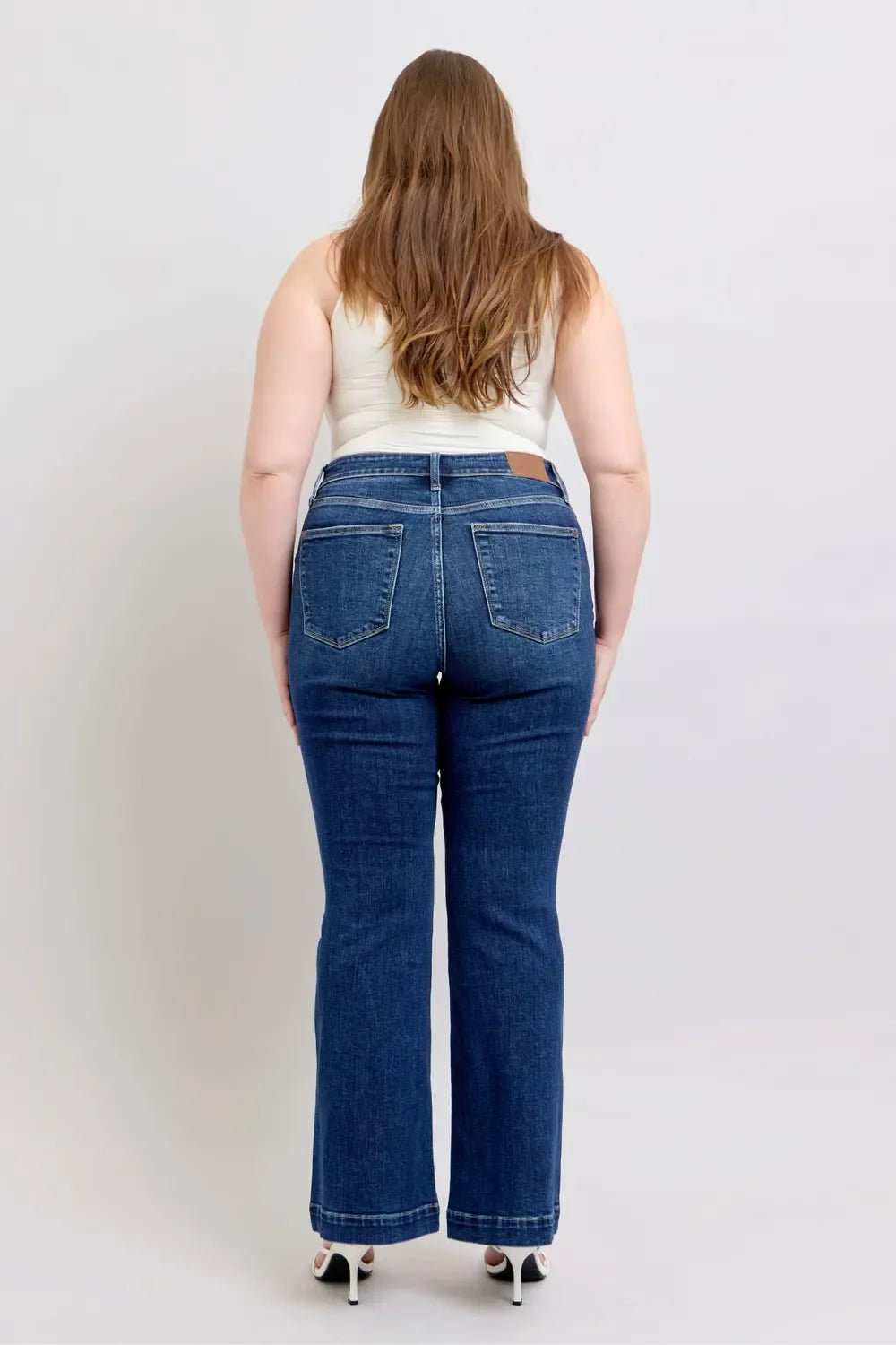 Judy Blue Full Size High Rise Flare Jeans with Pockets Plus Size - Trendibles
