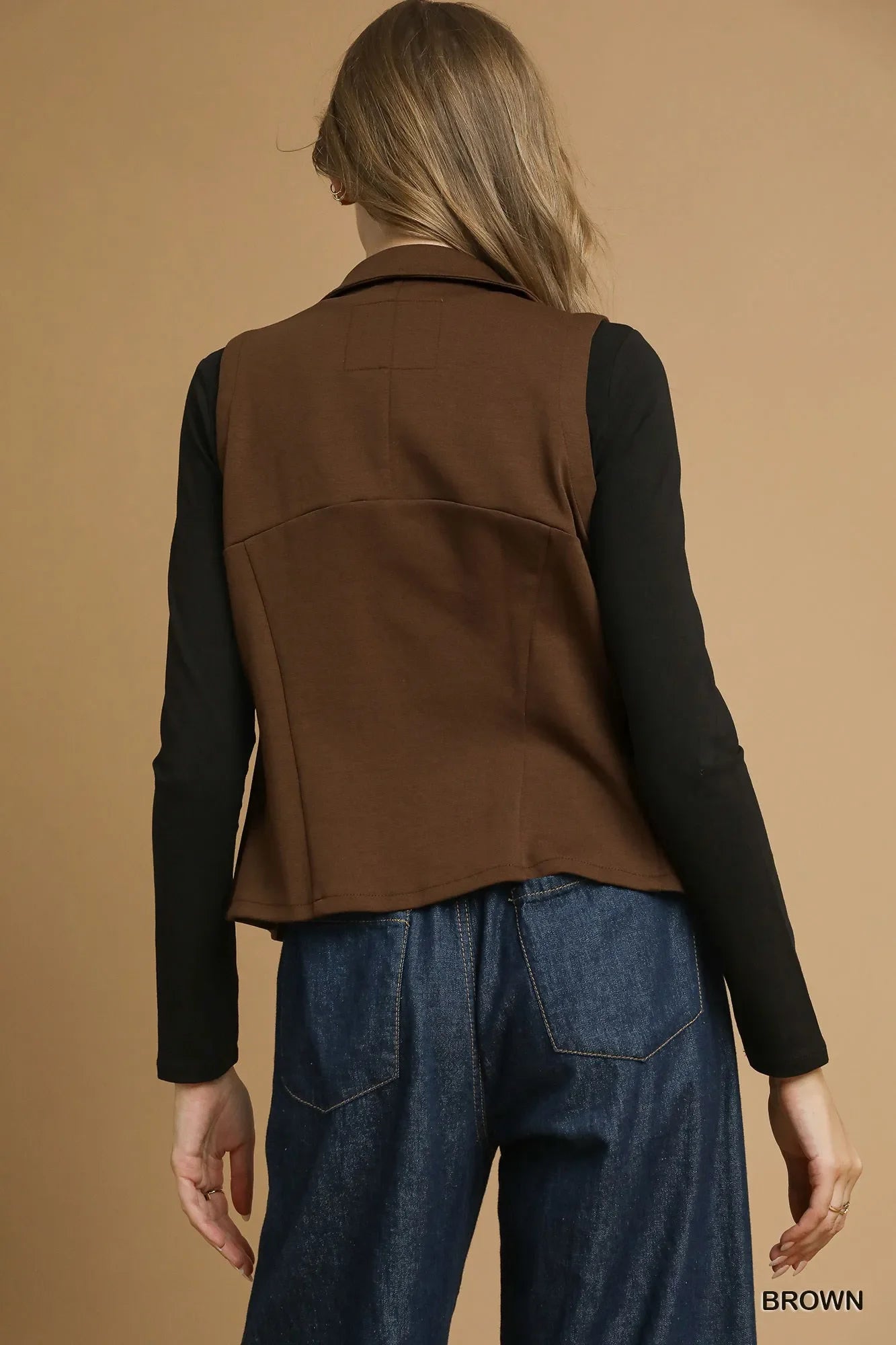 Umgee Zip-Front Fitted Vest with Pockets - Trendibles