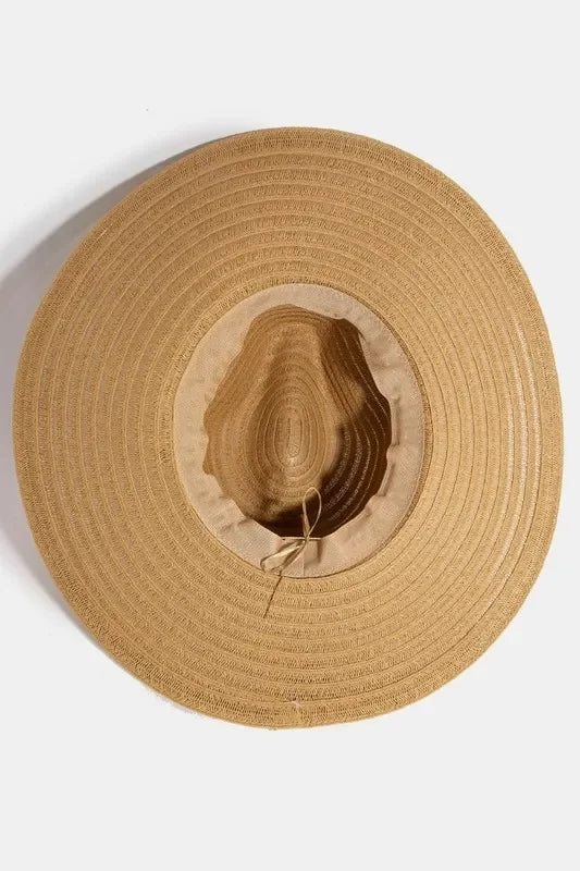 Fame Shell Beaded Wide Brim Straw Hat - Trendibles