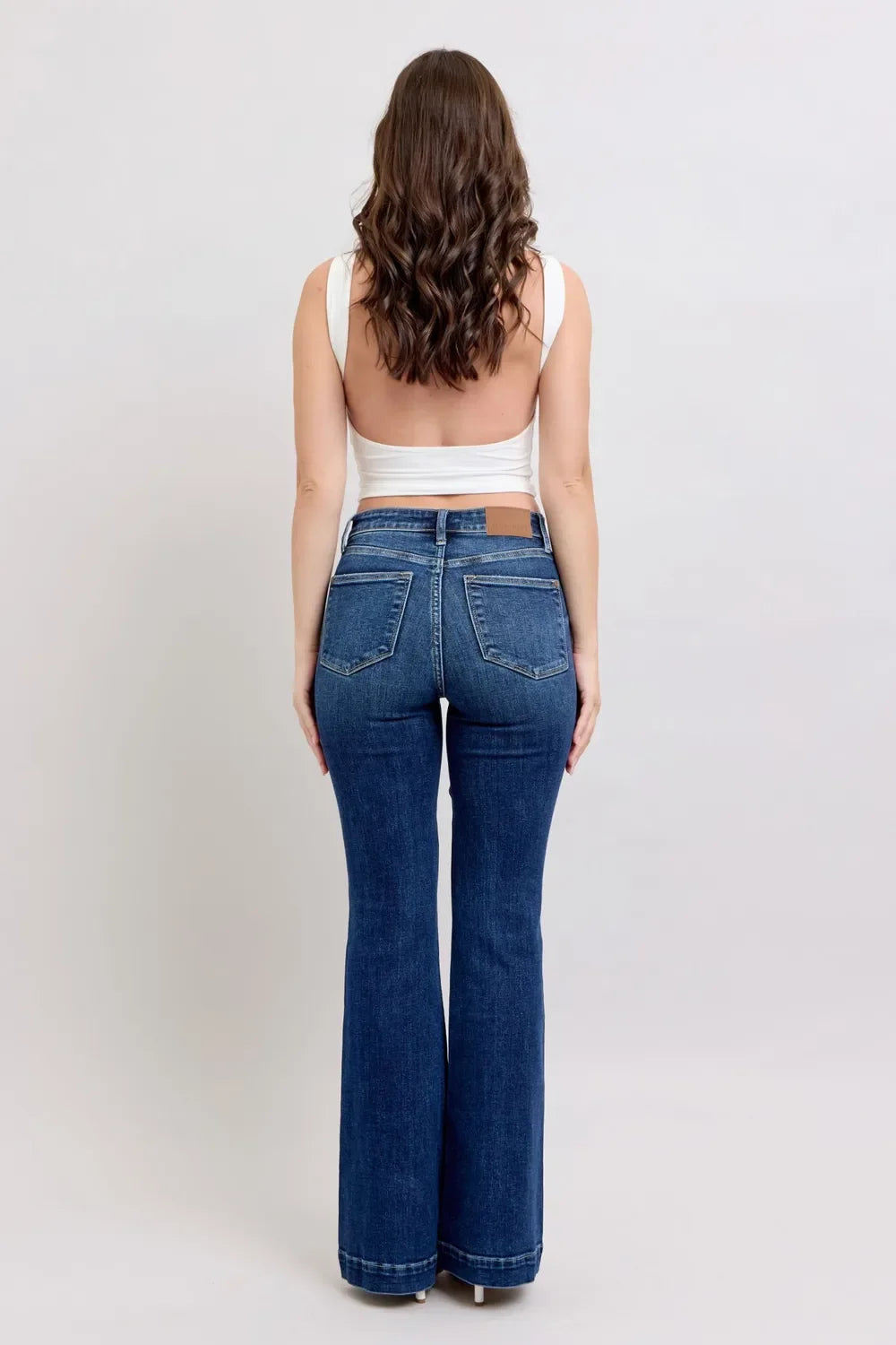 Judy Blue Full Size High Rise Flare Jeans with Pockets Plus Size - Trendibles